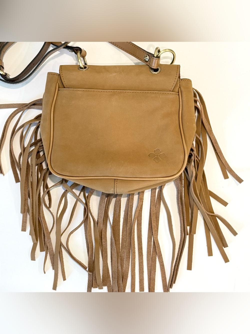 Patricia Nash Karisa Nubuck Suede Leather Fringe Crossbody Bag Tan Boho - Picture 5 of 12